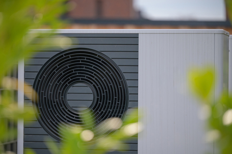 close up of heat pump
